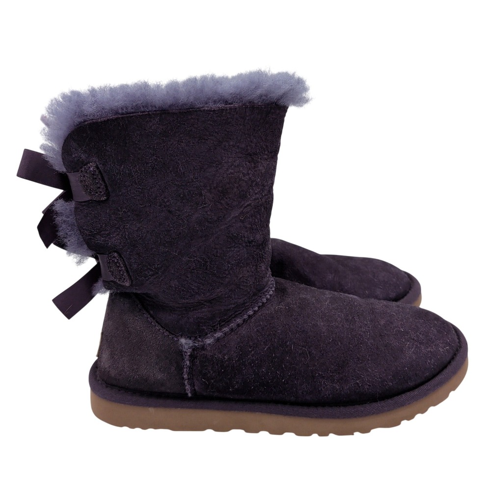 UGG Australia Bailey Bow II Purple Suede Sheepskin Boots 1002954 Womens Size 6